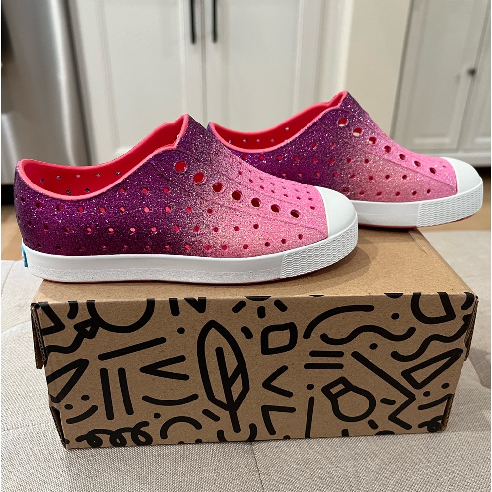 Native Shoes sparkly pink purple girls size 11